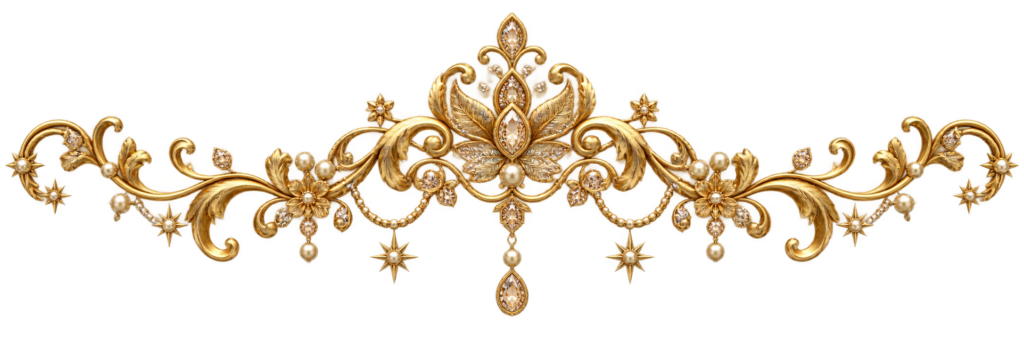 Transparent antique gold ornamental flourish for Alabanza