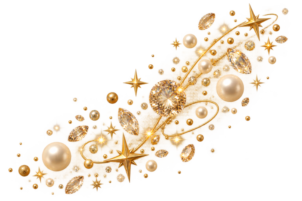 Gold sparkle and crystal overlay for Alabanza